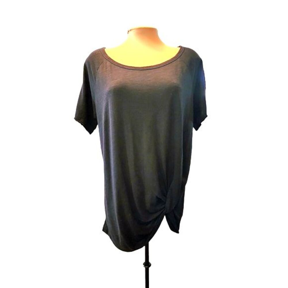 Sanctuary Black Stretch Knotted Front Cold Shoulder Tunic Size XL